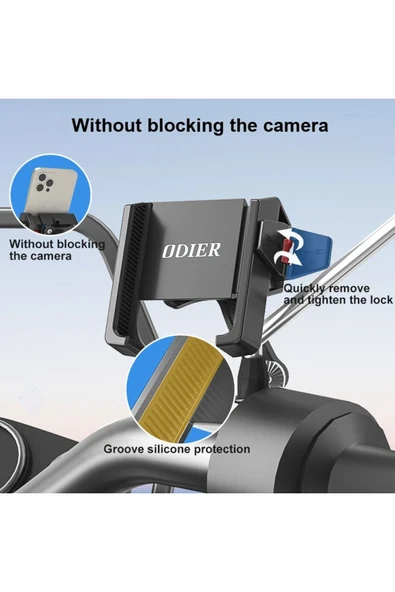 Coverzone Bisiklet Motosiklet ve Scooter Dikiz Ayna Uyumlu Telefon Tutucu Universal Modellere Uyumlu PB11 Plus - 8
