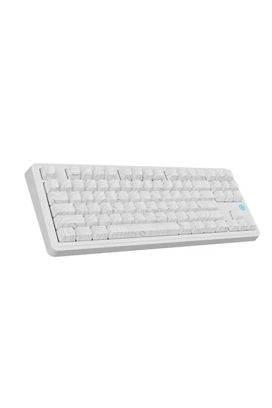 Coverzone Ajazz AK870 Plus 3 Modlu Kontur Tasarım Mekanik Oyun Klavyesi Avokado Switch - Beyaz Desenli - 6