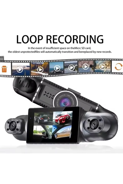 Coverzone HD Araç kamerası 3.0inç IPS Ekran Ön Arka ve Araç içi 4 Kamera Kanal Desteği TF Kart Desteği S8 - 2