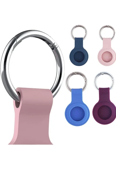 Coverzone Airtag Ile Uyumlu 360° Koruma Pürüzsüz Silikon Anahtarlıklı Koruyucu Silikon Kılıf Mavi - Resim 5