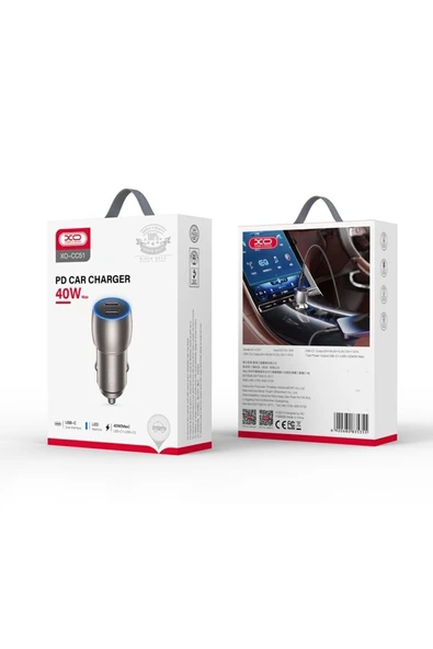 Xo -CC51 2In1 Araç İçi Çakmaklık 40W Hızlı Şarj Soketi USB-C+USB-C Port - Resim 8