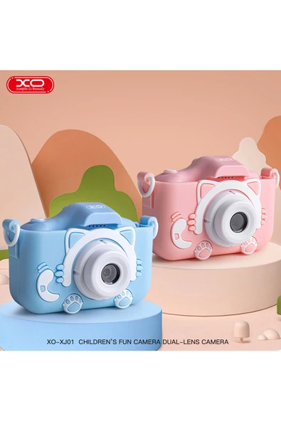 Xo XJ01 Mini Dijital Oyunlu Çocuk Kamerası,Ön/Arka Kamera,8X Zoom,1080P,Oyunlu,Renkli Çerçeveli,Silikon - 3