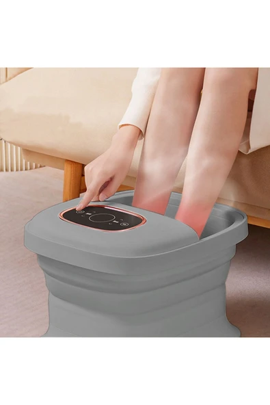 Coverzone Ayak Spa ve Masaj Taşınabilir Katlanabilir Ayak Küveti Sabit Sıcaklık Kontrolü Masajı YB-7012 Gri