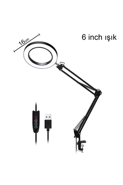 Coverzone Kıskaçlı Yuvarlak Işık 6.3 inç (16cm) Stüdyo Işık Youtuber Twich Kick Yayıncı Işığı NB35 - 8