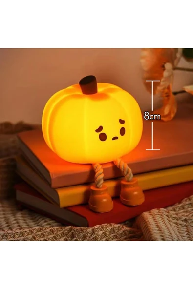 Coverzone Yumuşak Silikon Bal Kabağı Mini Gece Lambası Dekoratif Işık Derecesi Ayarlanabilir 8cm x 9cm K-1165 - 2