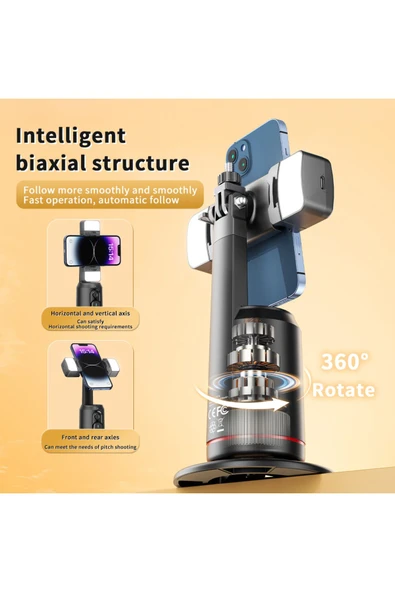 Xo Mobil Cihaz Gimbal Stabilizatör SS16,360° Dönebilen,Yüz Takibi Yapabilen,RGB LED Işık,AI Kontrol - 5