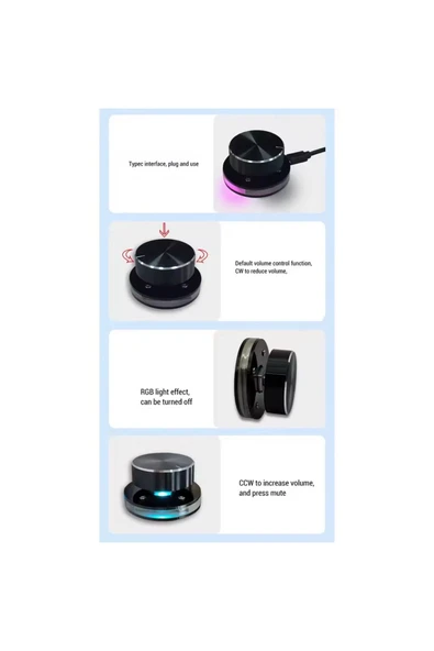 Coverzone USB Ses Kontrol Düğmesi, Android System PC Için RGB Işığı Ile Multimedya USB to Tip C GC-91 - 7