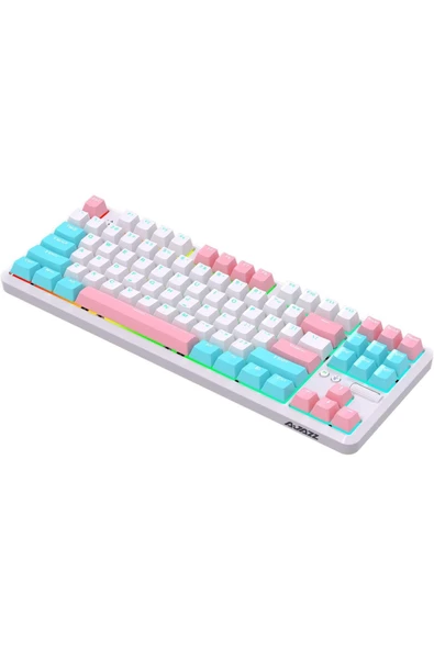 Coverzone Ajazz K870T Pro Kablosuz Hot Swap Mekanik Oyun Klavyesi-RGB Beyaz - Blue Switch - 2