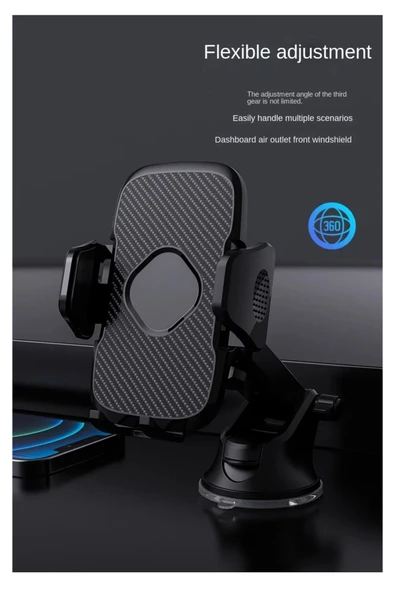 Coverzone Profesyonel Vantuzlu Araba Araç İçi Akrobat Telefon Navigasyon Araç İçi Telefon Tutucu Y04-G - Resim 3