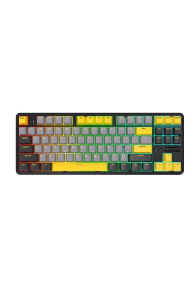 Coverzone Ajazz K870T Pro Kablosuz Hot Swap Mekanik Oyun Klavyesi-RGB Siyah - Red Switch
