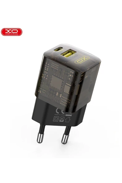 Xo -CE05 USB+USB-C 30W Şeffaf Kablosuz Hızlı Şarj Adaptörü