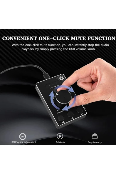 Coverzone Ses Düğmesi, pc için Usb Ses Kontrol Düğmesi, Tek Tıkla Sessiz İşlevli Multimedya Denetleyici OZU8 - 3