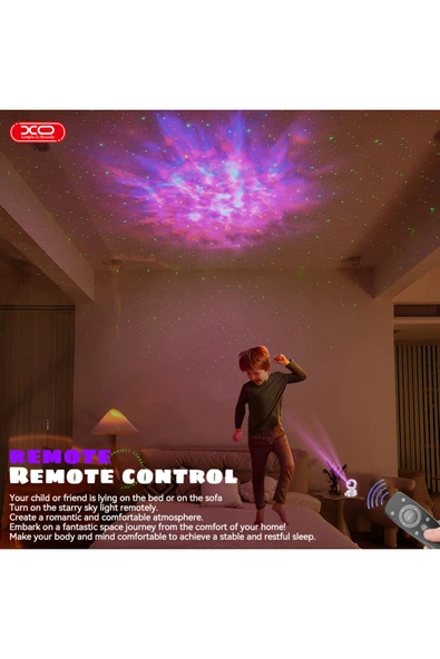 Xo Astronot Temalı Yıldızlı Gökyüzü Hoparlör Projeksiyon Gece Lambası CF4,LED Işık,Çocuk,Yetişkin - 4