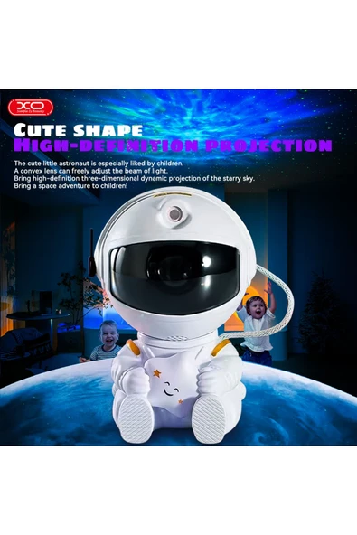 Xo Astronot Temalı Yıldızlı Gökyüzü Hoparlör Projeksiyon Gece Lambası CF4,LED Işık,Çocuk,Yetişkin - 5