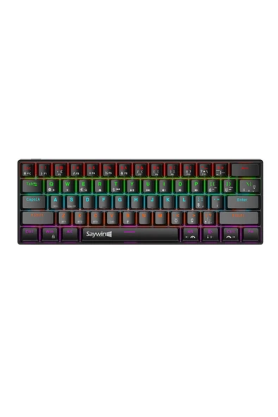 SAYWİN 3 Modlu Türkçe Q Tuş Dizilimi RGB Mekanik Oyuncu Klavye KB610 Siyah