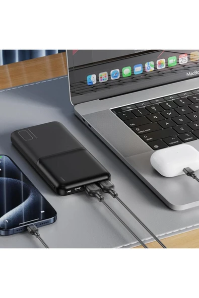 Xo 2.1a Hızlı Çift Usb Çıkışlı Type-c Micro Girişli 10000 Mah Taşınabilir Şarj Aleti Powerbank Pr251 - 3