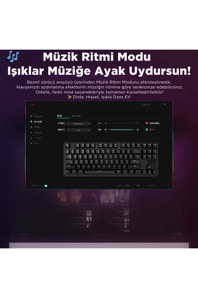 Coverzone Ajazz K870T Pro Kablosuz Hot Swap Mekanik Oyun Klavyesi-RGB Siyah - Red Switch - 4