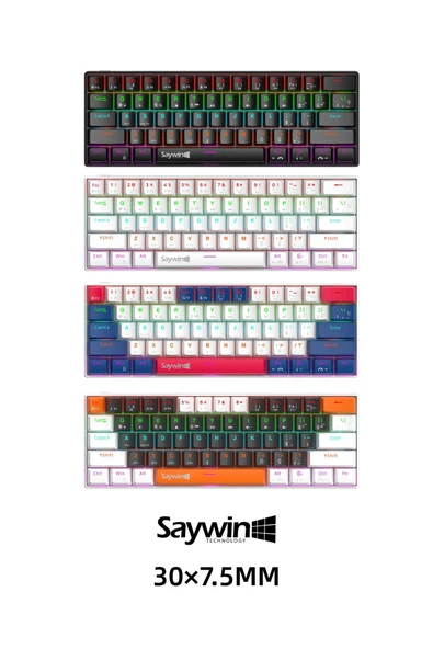 SAYWİN 3 Modlu Türkçe Q Tuş Dizilimi RGB Mekanik Oyuncu Klavye KB610 Beyaz Lacivert - 2