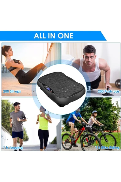 Coverzone Ayak Masaj Bluetooth Hoparlörlü Titreşim Plakası Makinesi, Farklı Hız Seviyeli Yük 550 Siyah - 2