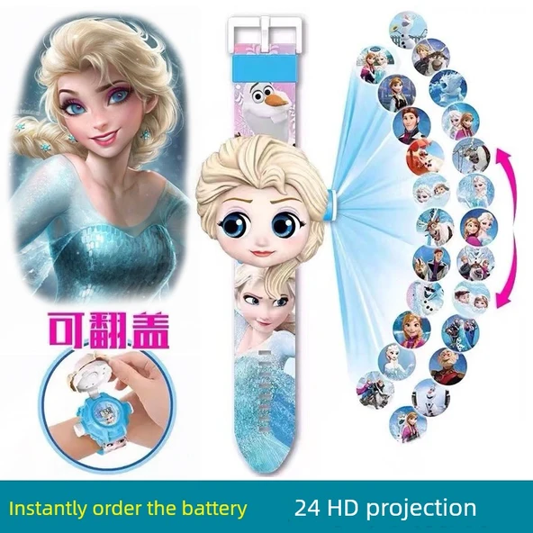 Çocuklar için Dönüşen Robot Saat Oyuncağı - Buz ve Kar Prensesi - 24 HD Figür + Flip - 1