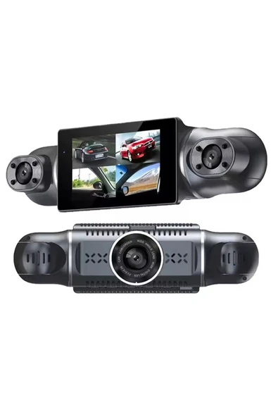 Coverzone HD Araç kamerası 3.0inç IPS Ekran Ön Arka ve Araç içi 4 Kamera Kanal Desteği TF Kart Desteği S8