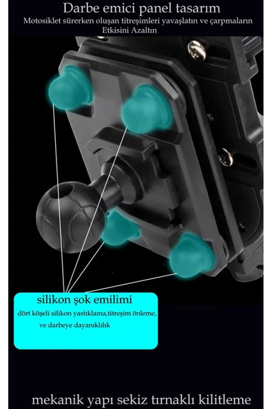 Coverzone Bisiklet Motosiklet ve Scooter için Gidon Uyumlu Telefon Tutucu Kolay Kurulum MT-E - 4