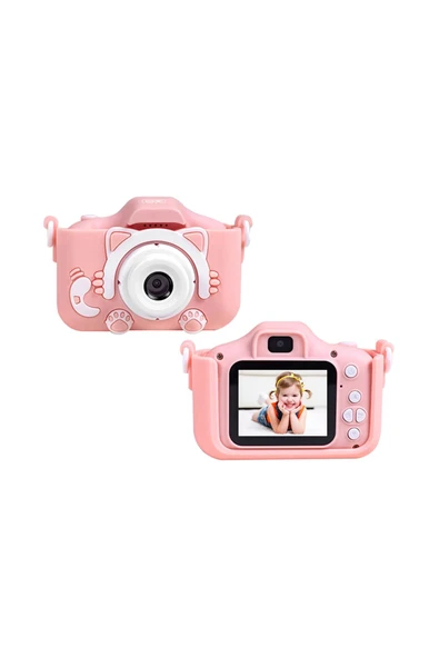 Xo XJ01 Mini Dijital Oyunlu Çocuk Kamerası,Ön/Arka Kamera,8X Zoom,1080P,Oyunlu,Renkli Çerçeveli,Silikon - 6