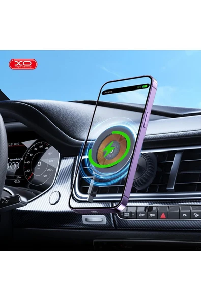 Xo Havalandırma Klima Peteği Uyumlu MagSafe Kablosuz Şarj Mıknatıslı Araç İçi Telefon Tutucu CX024 - Resim 3