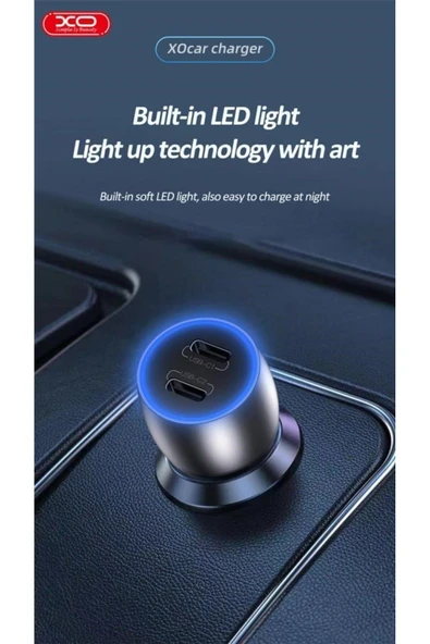 Xo -CC51 2In1 Araç İçi Çakmaklık 40W Hızlı Şarj Soketi USB-C+USB-C Port - Resim 4