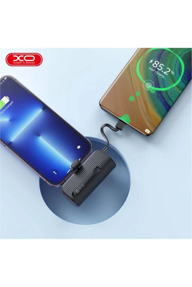 Xo 20w Fast Hızlı Usb-c Type-c Kablolu Standlı 5000 Mah Taşınabilir Şarj Aleti Powerbank Pr220 - Resim 2