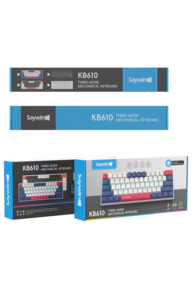 SAYWİN 3 Modlu Türkçe Q Tuş Dizilimi RGB Mekanik Oyuncu Klavye KB610 Beyaz Lacivert - 4