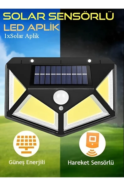 Coverzone Harekete Sensörlü Solar Enerjili Bahçe Işıklandırmak için Lamba Güneş Enerjili Işık BK-100B COB - 5