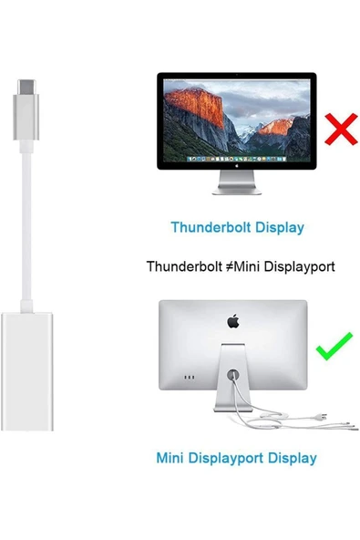 Coverzone Type-C to Mini Display Adaptör Tip C - Mini DP Dönüştürücü MacBook Pro Uyumlu ZR125 - Resim 6