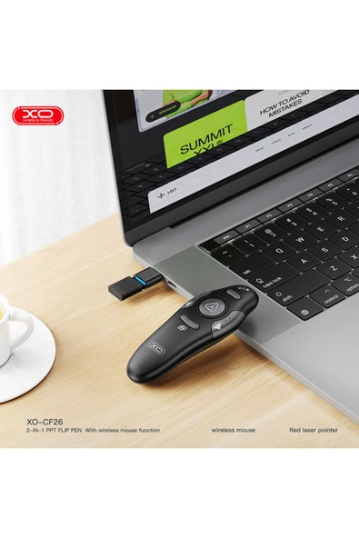 Xo CF26 PowerPoint Kablosuz Sunum Kumandası,Lazer İşaretleyici,30m,Fare Fonksiyonlu,Sayfa Değiştirme - 3
