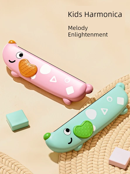 Çocuklar için Harmonik - 16 Delik Sevimli Köpek - Pembe - 2