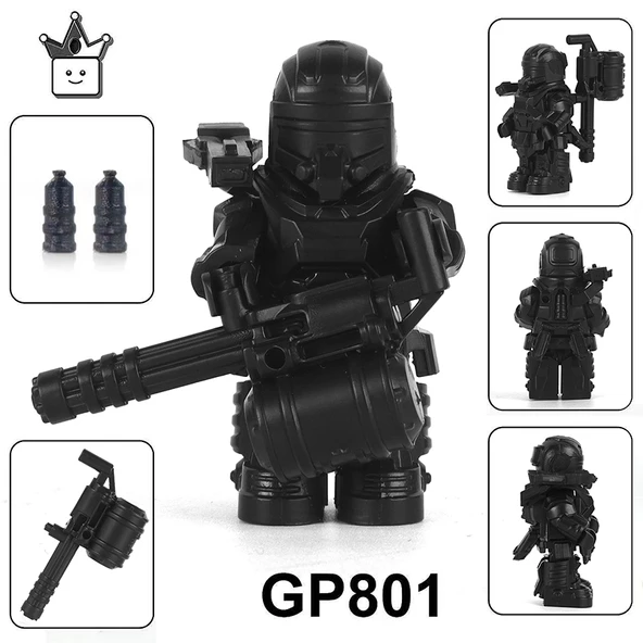 Lego Uyumlu Ekoskeleton Zırh Mech Yapı Blokları - Power Mecha Gatling Enerji Bataryası Omuz Anti-Tüfek - Küçük