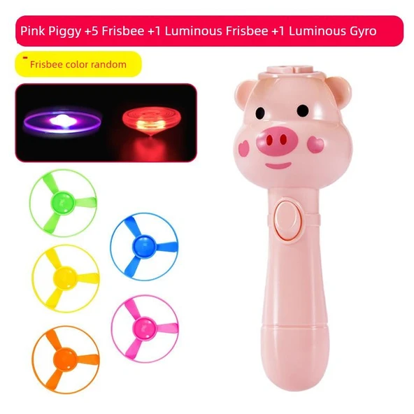 Çocuklar için Işıklı Bambulu Ejderha Uçurtması - Pembe Domuz + 5 Uçurtma + 1 Işıklı Uçurtma + 1 Işıklı Gyro