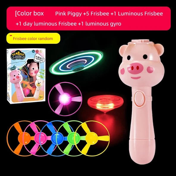 Çocuklar için Işıklı Bambulu Ejderha Uçurtması - Pembe Domuz + 5 Uçurtma + 1 Işıklı Uçurtma + 1 Büyük Işıklı Uçurtma + 1 Işıklı Gyro