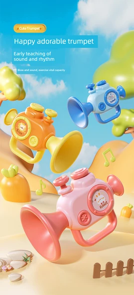 Müzik Aleti Oyuncak Seti - Pembe Harmonik ve Pembe Tavşan Davul - 8