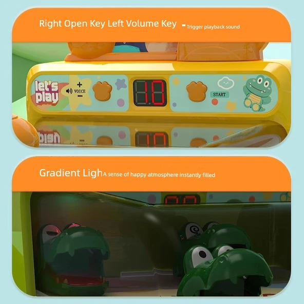 Eğitici Mermer Oyunu Makinesi - Hediye Kutusu - Pil Versiyonu - Ağız Açılabilir - Turuncu Crocodile - 80 Mermer - 5