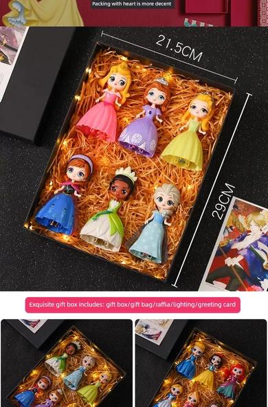 Frozen Prenses Aisha Anna El Yapımı Bebek - D Değişen Prenses [12 Kıyafet] - Hediye Kutusu + Aydınlatma + Kart - 12