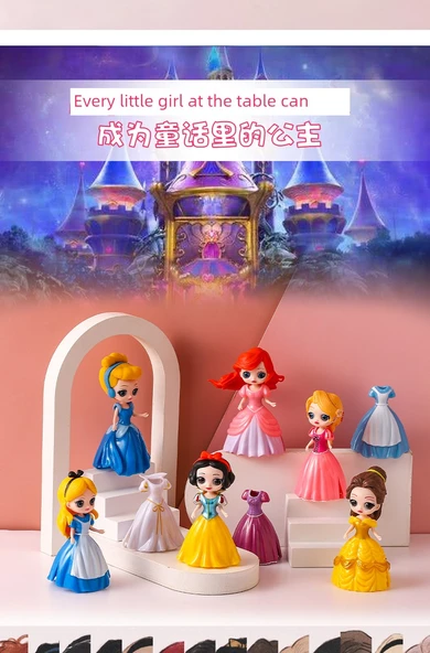Frozen Prenses Aisha Anna El Yapımı Bebek - B Değişen Prenses [12 Kıyafet] - Hediye Kutusu + Aydınlatma + Kart - 9