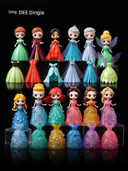 Frozen Prenses Aisha Anna El Yapımı Bebek - D Değişen Prenses [12 Kıyafet] - Hediye Kutusu + Aydınlatma + Kart - 4