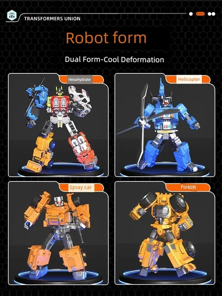 Çocuklar için Alaşım Versiyon Şık Renkli Kutu Kurtarma Takımı 6 Kombinasyon Takım Robot Oyuncağı - 4