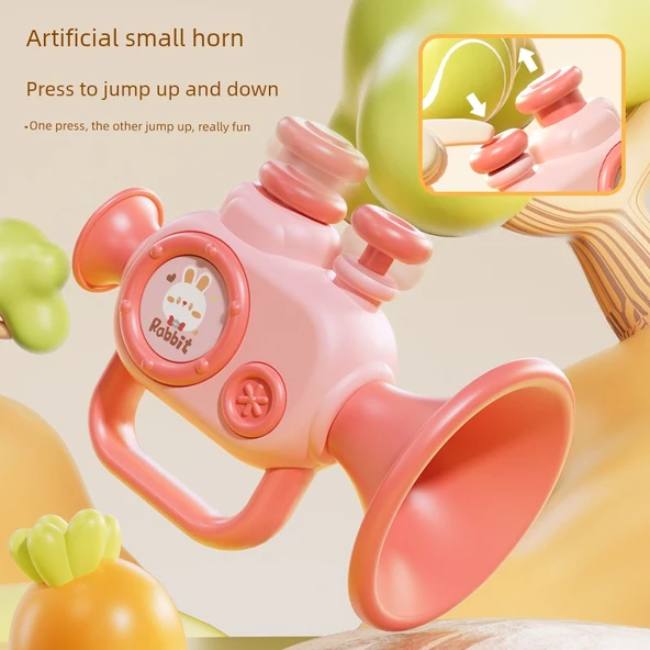Müzik Aleti Oyuncak Seti - Pembe Trompet ve Pembe Harmonik - 4