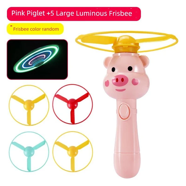 Çocuklar için Işıklı Bambulu Ejderha Uçurtması - Pembe Domuz + 5 Büyük Işıklı Uçurtma