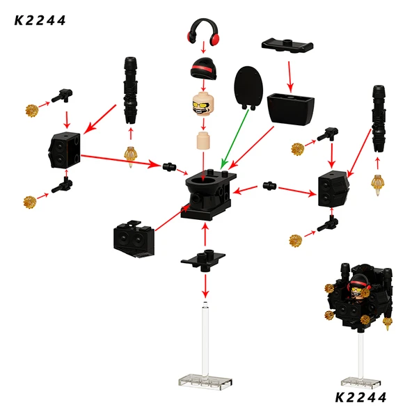 Lego DJ Tuvalet Adam Titan TV Adam Yapı Blokları - K2245-Savaş Hasarı Titan TV Adam - 9