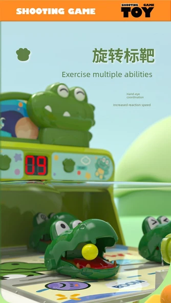 Eğitici Mermer Oyunu Makinesi - Hediye Kutusu - Pil Versiyonu - Ağız Açılabilir - Turuncu Crocodile - 80 Mermer - 10