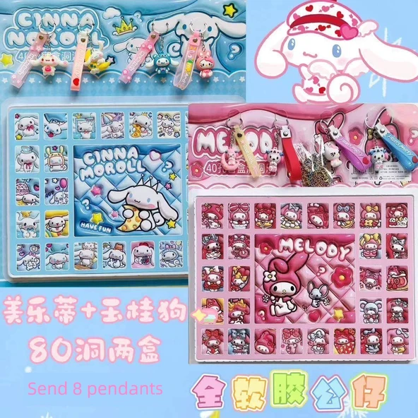 Anime Kutu Oyuncak Bebek Kolye - 80 Delik Yumuşak Yapıştırıcı [Jade Köpek + melodi] - 8 Kolye ile