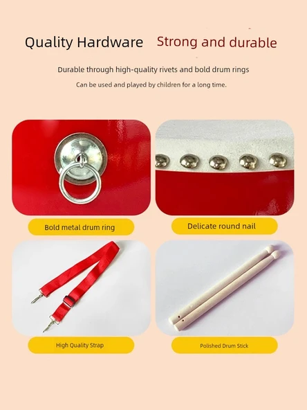 Kahverengi Deri Davul Seti - 8 inç Zil ve Gong Seti - Resim 4